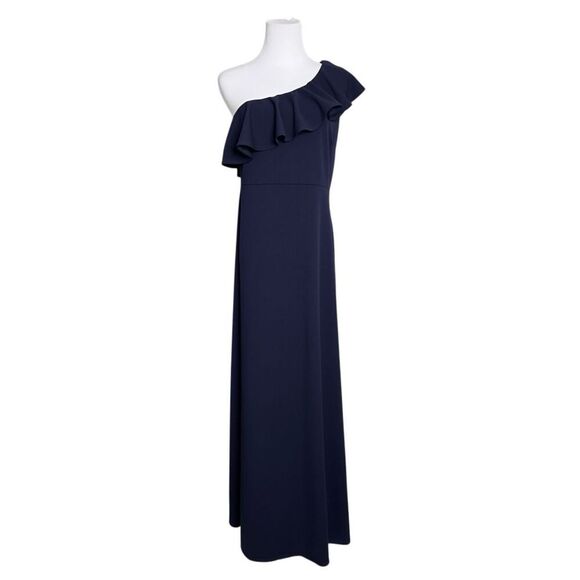 Lulu's Forever Ruffle One Shoulder Trumpet Dress Navy XL Sexy Cruise Date Night‎ - Picture 2 of 13